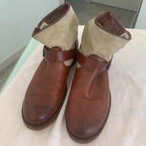 Frye leather buckle ankle boots